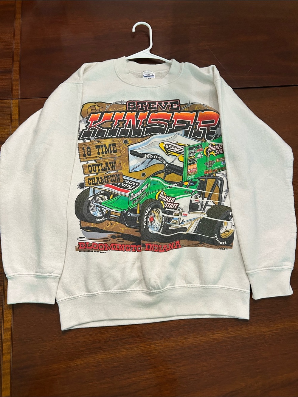 Steve Kinser White Ultra Blend Heavyweight Crewneck Sweatshirt